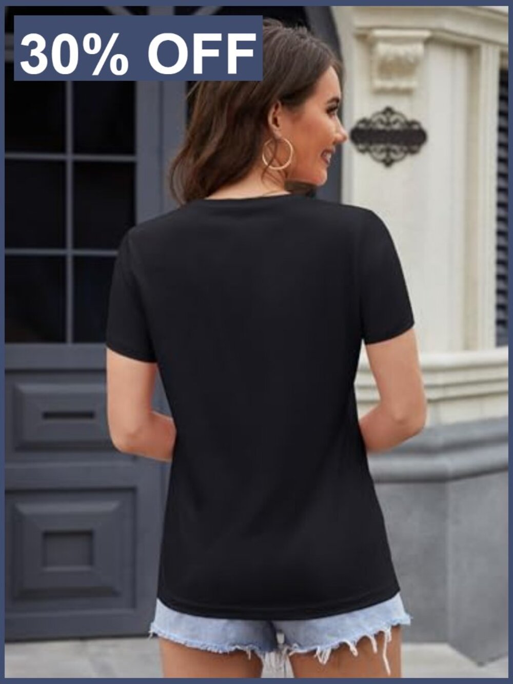 Women's Classic-Fit V-Neck Short Sleeve Cotton Tee - Picture 3 of 7